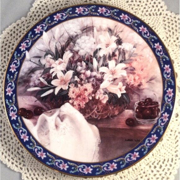 Lena Liu LILIES 5th In Basket Bouquets Series Plate With Certificate #1536A - Picture 4 of 13